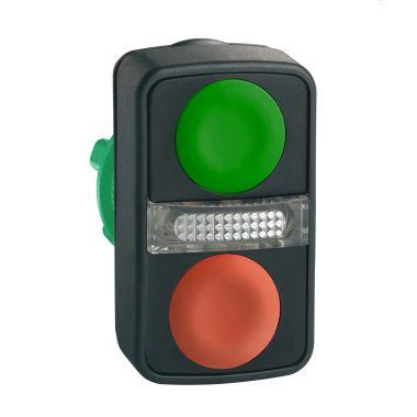Testa pulsante doppio Ø22 - rossa + verde - senza marcatura product photo Photo 01 3XL