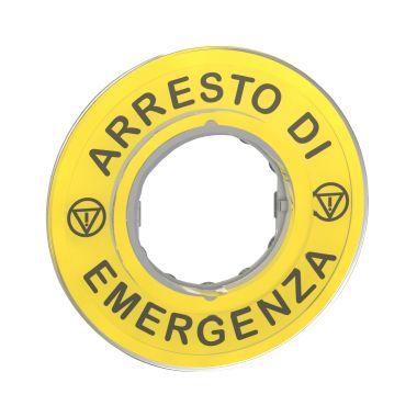 Etichetta circolare Ø60 per arresto emerg. ARRESTO DE EMERGENZA/logo ISO13850 product photo Photo 01 3XL