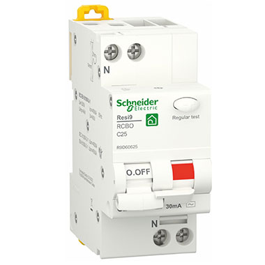 Interruttori magnetotermici differenziali (RCBO), Resi9, 1P+N, 6 A, curva C, 4500 A, 30 mA, Tipo AC product photo