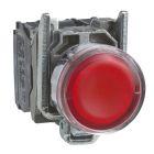 Pulsante luminoso rosso Ø22 - filoghiera ad impulso - 24Vac/dc - 1NO+1NC- LED universale product photo