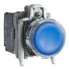 Pulsante luminoso blu Ø22 - filoghiera ad impulso - 120Vac - 1NO+1NC- LED universale product photo