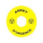 Etichetta circolare Ø90 per arresto emerg.-ARRET D'URGENCE/logo ISO13850 product photo