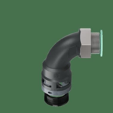 Raccordo in poliammide a 90°senza spigoli interni con filetto in metallo girevole IP68 product photo Photo 03 3XL