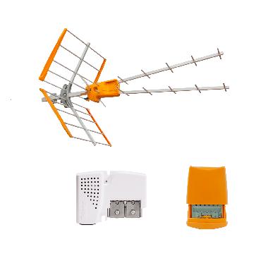 Kit: Antenna V Zenit UHF (Art. 149221) + Amplificatore da palo, 3 ingressi (Art. 536023) + Alimentatore 12V (Art. 579401) product photo Photo 01 3XL