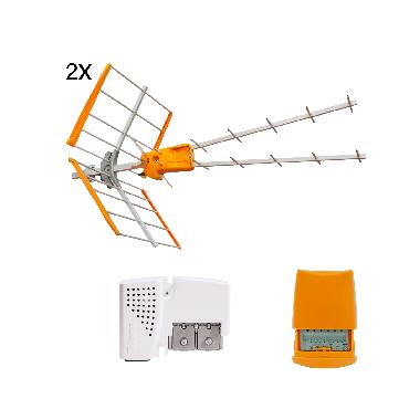 Kit: 2x Antenna V Zenit UHF (Art. 149221) + Amplificatore da palo, 4 ingressi (Art. 53552034) + Alimentatore 12V (Art. 579401) product photo Photo 01 3XL