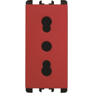 Presa bipasso P11-P17, 1 modulo, 2P+T 16A-250V, Nea, rosso product photo Photo 01 3XL