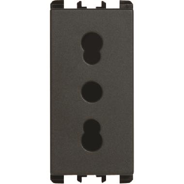 Presa bipasso P11-P17, 1 modulo, 2P+T 16A-250V, Nea, antracite product photo Photo 01 3XL
