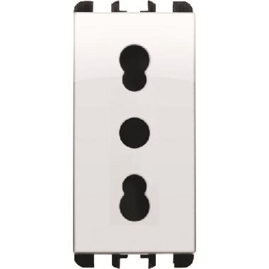 Presa bipasso P11-P17, 1 modulo, 2P+T 16A-250V, Nea, bianco ghiaccio product photo Photo 02 3XL