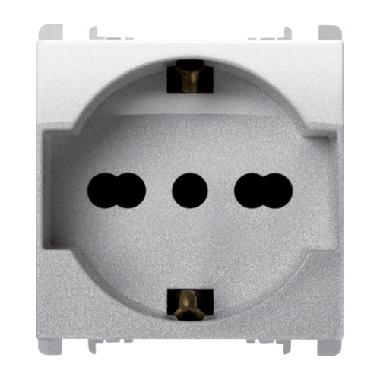 Presa universale P40, 2 moduli, 2P+T 16A-250V, Nea, alluminio product photo Photo 01 3XL