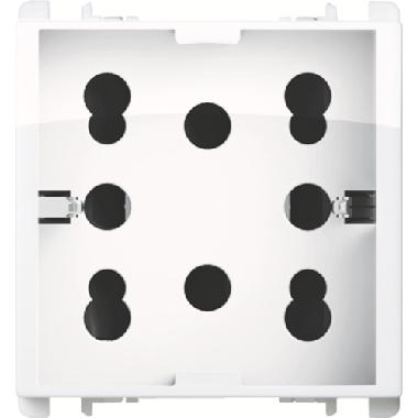 Presa Multy P40, 2 moduli, due prese bipasso P11-P17 e una presa schuko, Nea, bianco ghiaccio product photo Photo 01 3XL
