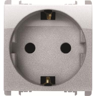 Presa tedesca, 2 moduli, 2P+T 16A-250V, Nea, alluminio product photo Photo 01 3XL