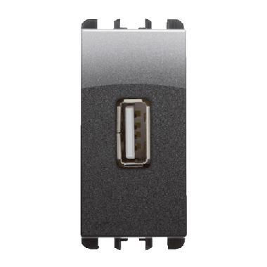 Unit&agrave; di alimentazione con una uscita USB, 1 modulo, 5V 2.1A, 100-230V, Nea, acciaio scuro product photo Photo 01 3XL