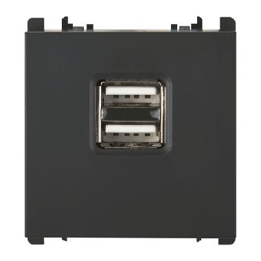 Unità di alimentazione con due uscite USB, 1 modulo, 5V 2.1A, 100-230V, Nea, antracite product photo Photo 01 3XL