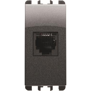 Presa telefonica RJ11 6/4, 1 modulo, Nea, acciaio scuro product photo Photo 01 3XL