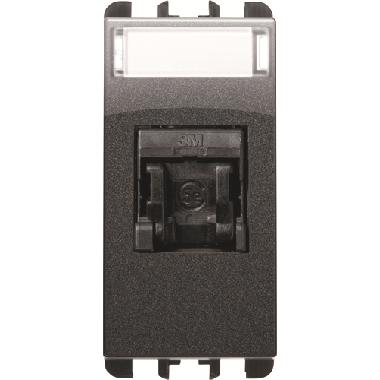Presa RJ45 Cat.5e UTP 1 modulo, (EIA T568A/B), Nea, acciaio scuro product photo Photo 01 3XL