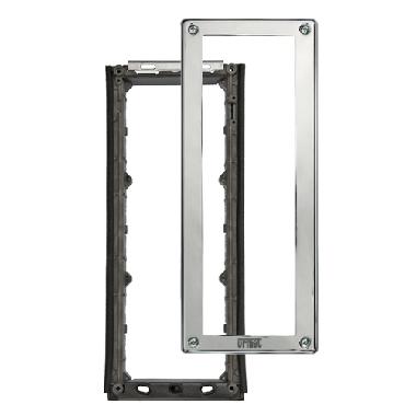 Telaio portamoduli con cornice, Sinthesi Steel, 1 fila 3 moduli product photo Photo 01 3XL