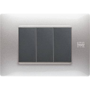 Placca 3 moduli, Flexa, tecnopolimero, alluminio product photo Photo 02 3XL