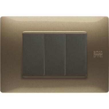 Placca 3 moduli, Flexa, tecnopolimero, bronzo product photo Photo 02 3XL