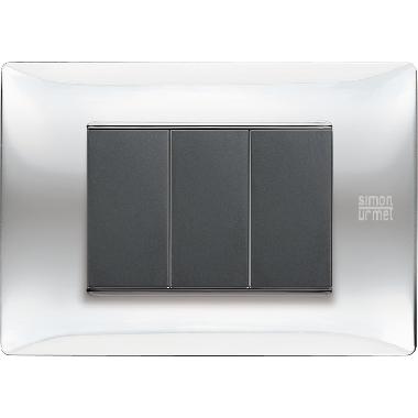 Placca 3 moduli, Flexa, tecnopolimero, inox lucido product photo Photo 01 3XL