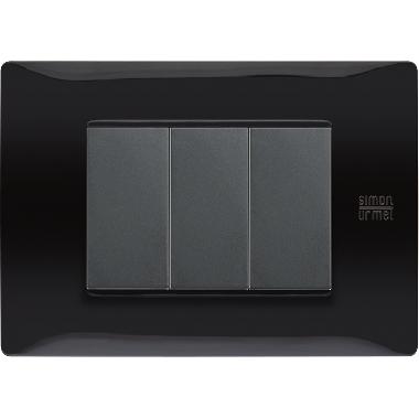 Placca 3 moduli, Flexa, tecnopolimero, nero assoluto product photo Photo 01 3XL