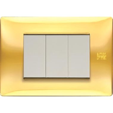 Placca 3 moduli, Flexa, tecnopolimero, oro lucido product photo Photo 01 3XL