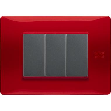Placca 3 moduli, Flexa, tecnopolimero, rosso product photo Photo 01 3XL