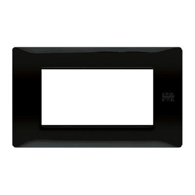 Placca 4 moduli, Flexa, tecnopolimero, nero assoluto product photo Photo 01 3XL