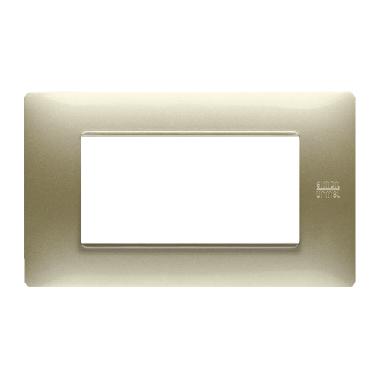 Placca 4 moduli, Flexa, tecnopolimero, oro satinato product photo Photo 01 3XL