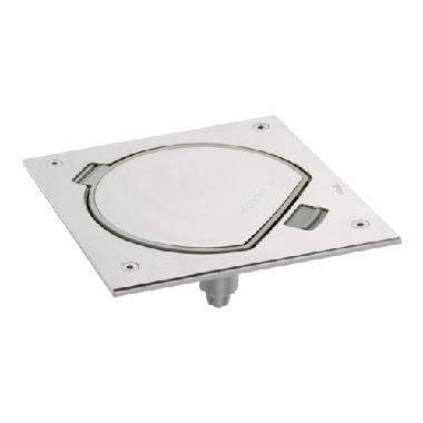 Portameccanismo chiusura manuale, 1 presa schuko e 1 presa RJ45 Cat. 5e, serie K45, acciaio inox product photo Photo 01 3XL