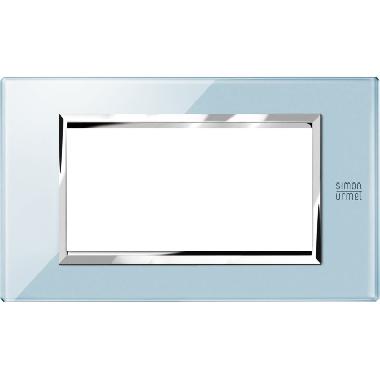 Placca 4 moduli, Expì, vetro, azzurro cielo product photo Photo 01 3XL