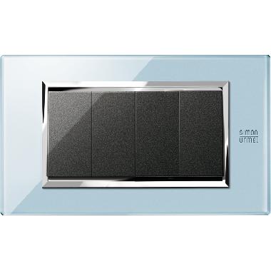 Placca 4 moduli, Expì, vetro, azzurro cielo product photo Photo 02 3XL