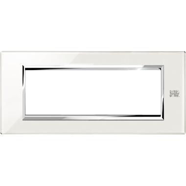 Placca 6 moduli, Expì, vetro, bianco neve product photo Photo 01 3XL