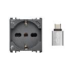 Presa P40+USB 3.0A con uscita Tipo 'C', 2 moduli, Nea, antracite product photo