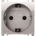 Presa tedesca, 2 moduli, 2P+T 16A-250V, Nea, alluminio product photo