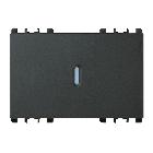 Copritasto illuminabile per interruttore 1P, deviatore 1P, pulsante 1P, 3 moduli, Nea, antracite product photo