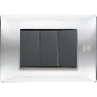 Placca 3 moduli, Flexa, tecnopolimero, inox lucido product photo