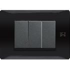 Placca 3 moduli, Flexa, tecnopolimero, nero assoluto product photo