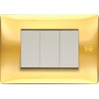 Placca 3 moduli, Flexa, tecnopolimero, oro lucido product photo