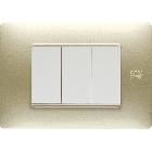 Placca 3 moduli, Flexa, tecnopolimero, oro satinato product photo