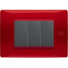 Placca 3 moduli, Flexa, tecnopolimero, rosso product photo