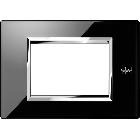 Placca 3 moduli, Exp&igrave;, vetro, nero lava product photo