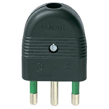 Spina 2P+T 16A assiale nero product photo Photo 01 3XL