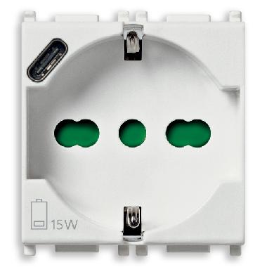 Vimar Plana 14210.USB Presa 2P+T 16A universale + USB C bianco product photo Photo 01 3XL