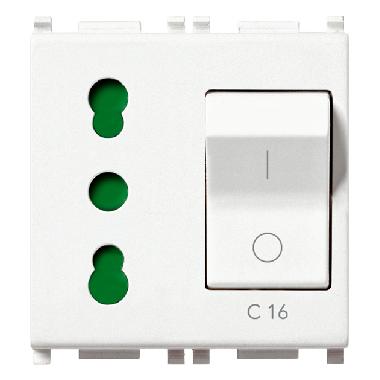 Vimar Plana 14273 Presa 2P+T 16A P17/11 intb+MT C16 bianco product photo Photo 01 3XL