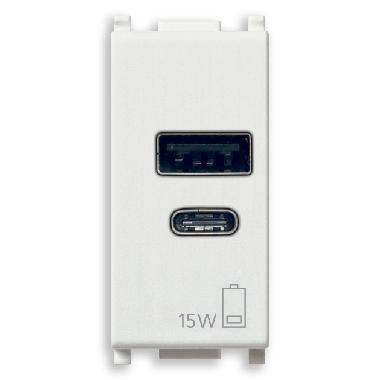 Vimar Plana 14292.AC.15 Alimentatore USB A+C 15W 5V 1M bianco product photo Photo 01 3XL