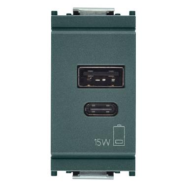 Vimar 16292.AC.15 Idea Alimentatore USB A+C 5V 3A 15W 1M grigio product photo Photo 01 3XL