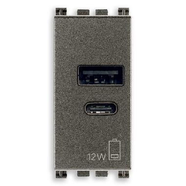 Vimar Arké 19292.AC.M Alimentatore USB A+C 12W2,4A5V 1M  Metal product photo Photo 01 3XL