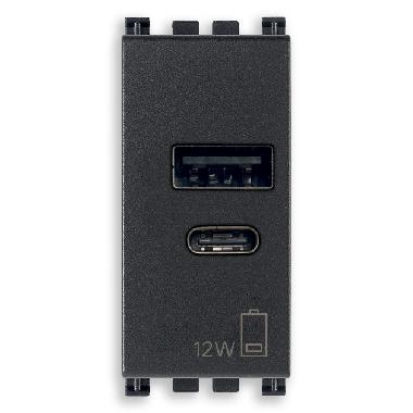 Vimar Arké 19292.AC Alimentatore USB A+C 12W2,4A5V 1M grigio product photo Photo 01 3XL