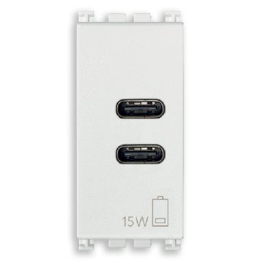 Vimar Arké 19292.CC.B Alimentatore USB C+C 15W 3A 5V 1M bianco product photo Photo 01 3XL