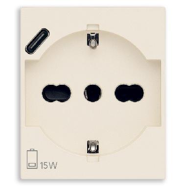 Vimar Linea 30210.USBC Presa 2P+T 16A universale + USB C canapa product photo Photo 01 3XL